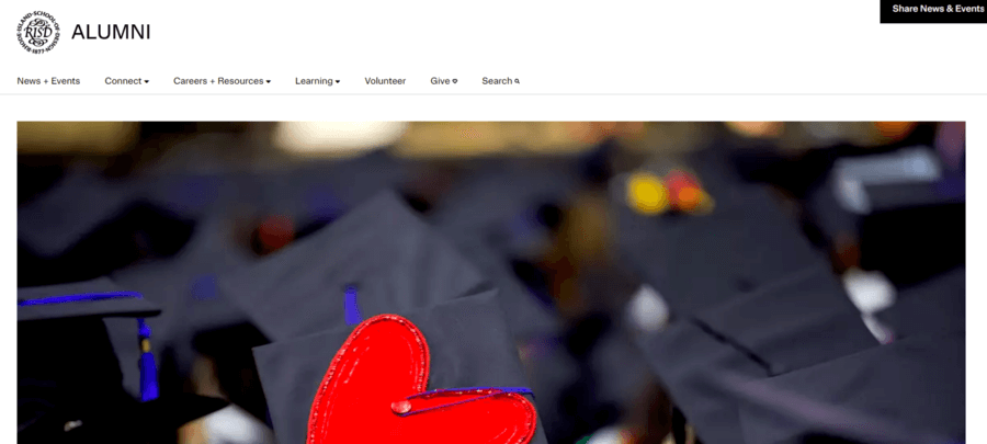 Screenshot of the RISD alumni page.